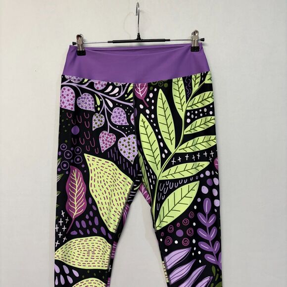 Loony Legs Women Leggings Size XL X-Large Colorful Artsy Floral D044 -9 - Picture 11 of 16